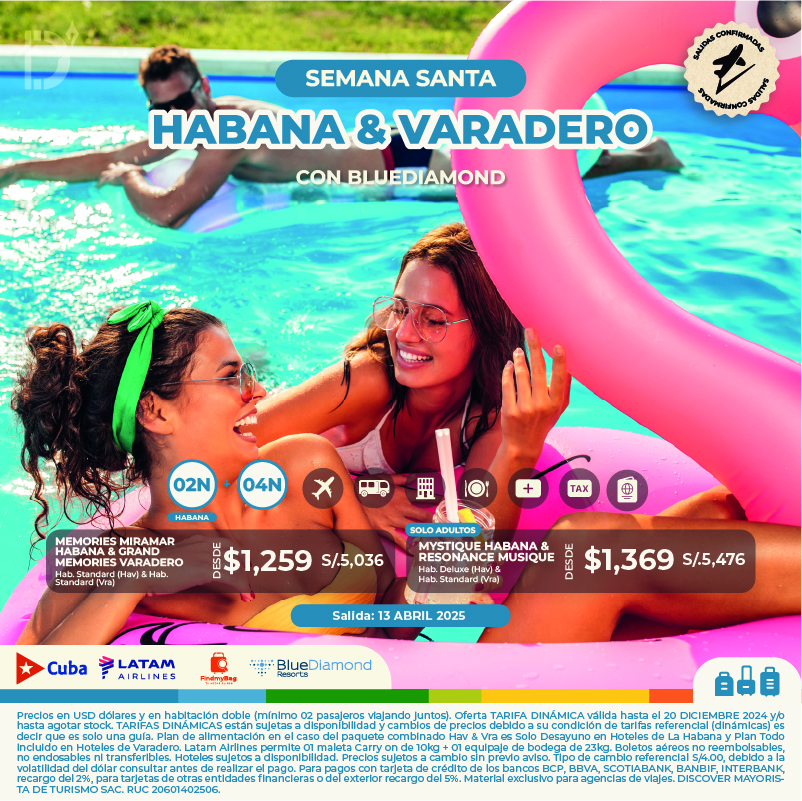 SALIDA CONFIRMADA SEMANA SANTA HABANA & VARADERO 2025 - BLUEDIAMOND