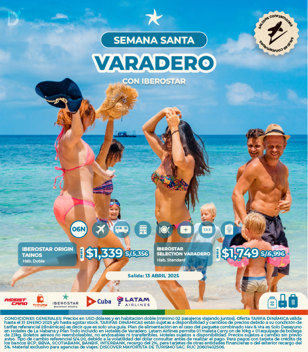 SALIDA CONFIRMADA SEMANA SANTA VARADERO 2025 - IBEROSTAR